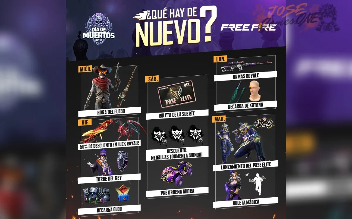 Agenda semanal Free Fire octubre 2026